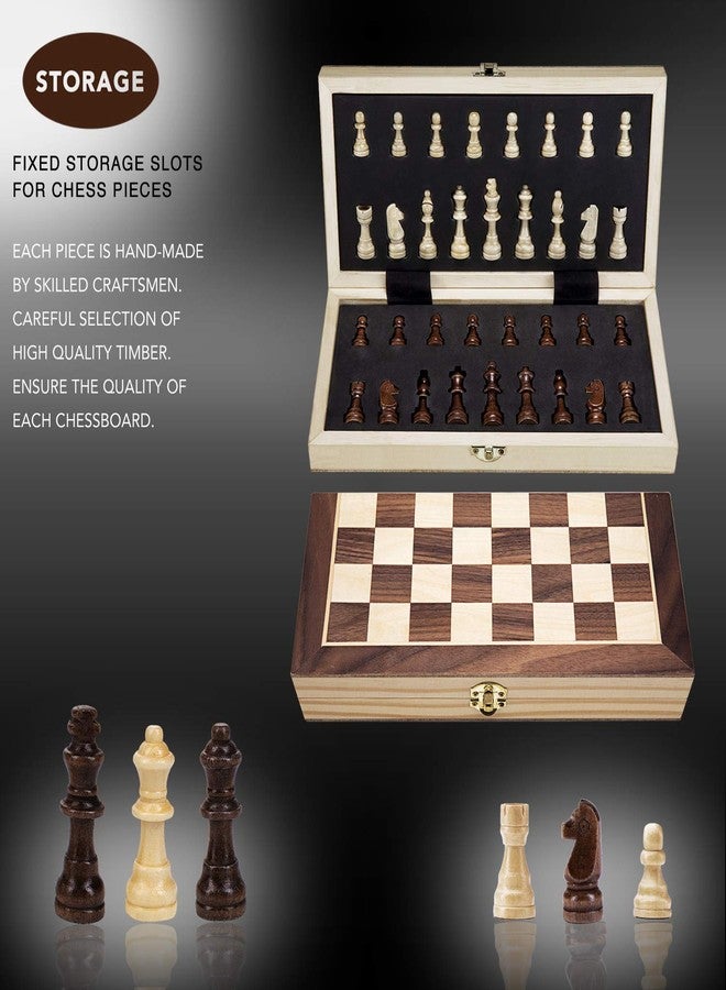 AMEROUS 12" x 12" Magnetic Wooden Chess Set for Kids and 6 up Age, 2 Bonus Extra Queens, Folding Board with Storage Slots, Handmade Chess Pieces, Portable Travel Chess Board Game Sets - Image 3
